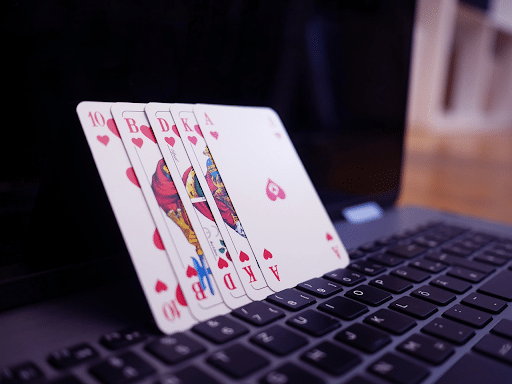 cards over laptop